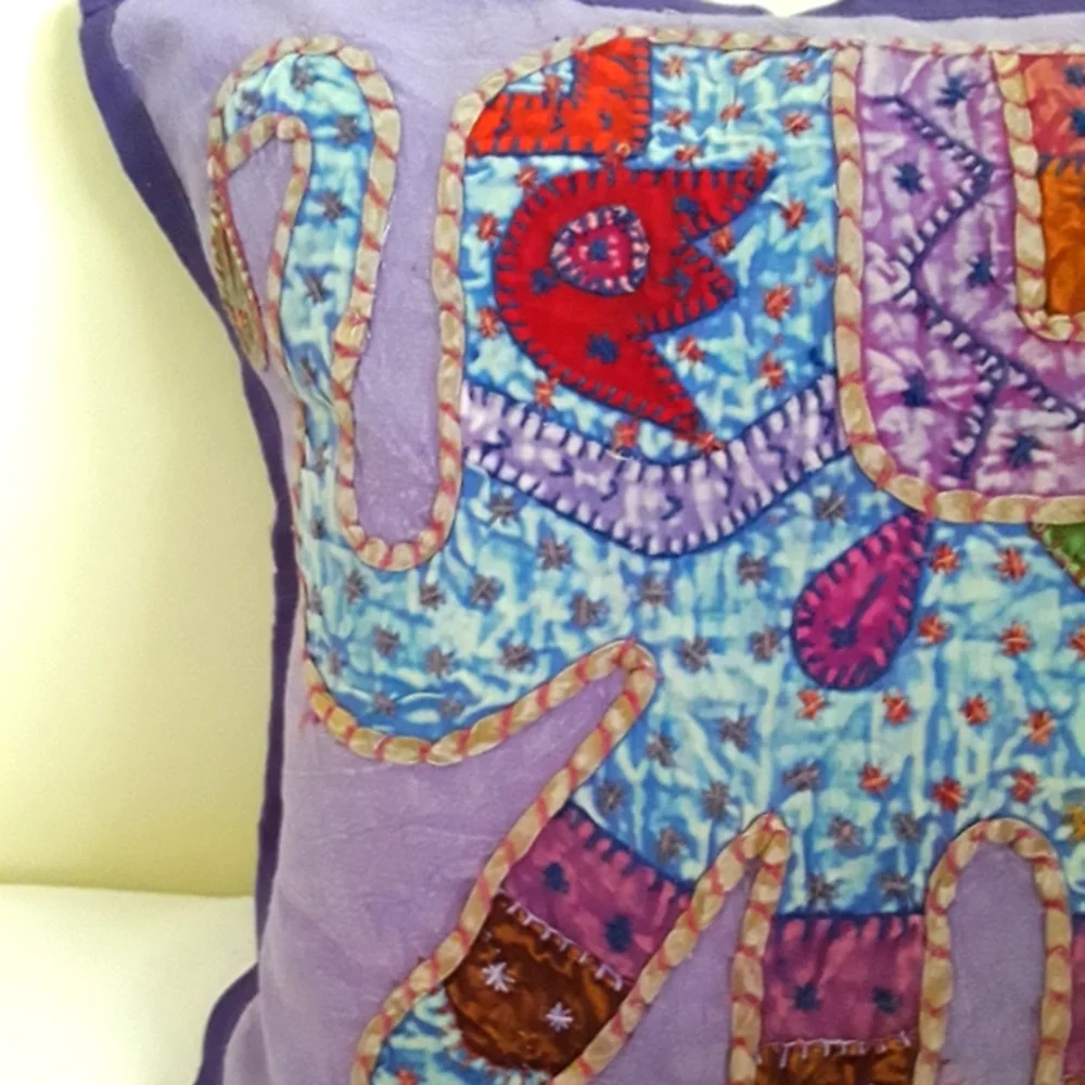 "SOLD"PURPLE ELEPHANT BOHO CUSHION COVER - Picture 4 of 7